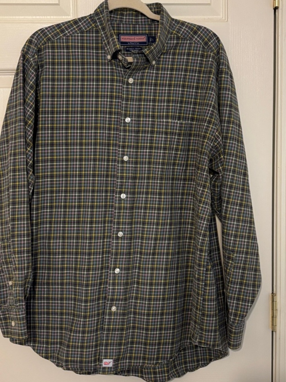 Vineyard Vines Men's Green Plaid Button-Down 100% Cotton Murray Shirt